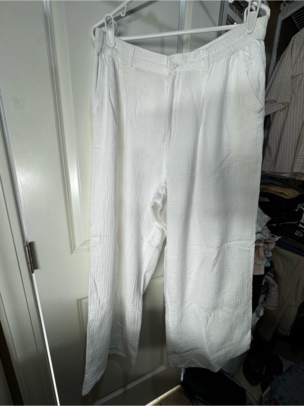 aerie White Wide-Leg Lightweight Pants